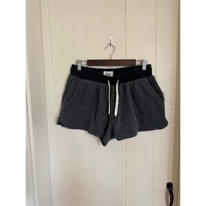 Feat Blanket Shorts Womens Large Charcoal Grey Fuzzy Fleece Lounge Shorts